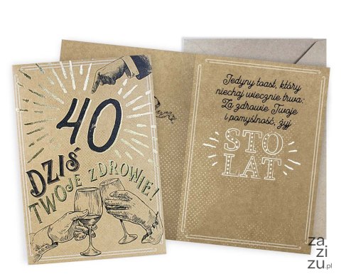 Karnet Urodziny 40 (cyfry, vintage) V-038