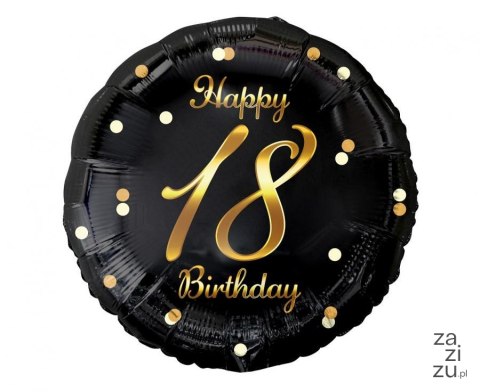Balon foliowy B&C Happy 18 Birthday czarny nadruk złoty 18" | FG-O18C Balon foliowy B&C Happy 18 Birthday czarny nadruk złoty 18" | FG-O18C