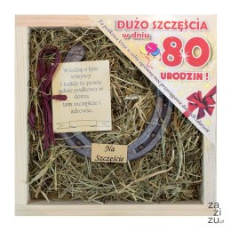 Podkowa na 80-te urodziny 15cm x 15cm x 3,5 cm