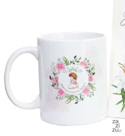 Kubek ceramiczny w ozdobnym opakowaniu "Pierwsza Komunia Święta" - dziewczynka Kubek ceramiczny w ozdobnym opakowaniu "Pierwsza Komunia Święta" - dziewczynka