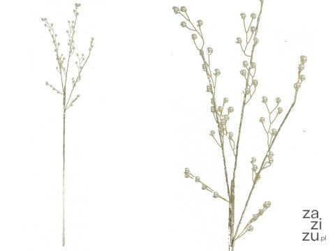Gałązka dekoracyjna z perełkami ZŁOTA 60cm | GBR-18036