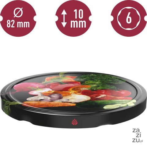 Zakrętka fi82/6 warzywa na czarnym tle 10szt. | 136599 Zakrętka fi82/6 warzywa na czarnym tle 10szt. | 136599