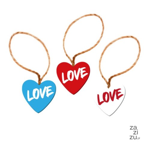 Mini tabliczka mdf z naklejką "LOVE" , 3 kolory mix. 2.8x3 cm