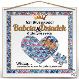 Ramka 22x22cm puzzle 3D Ich Wysokości Babcia i Dziadek o złotym sercu