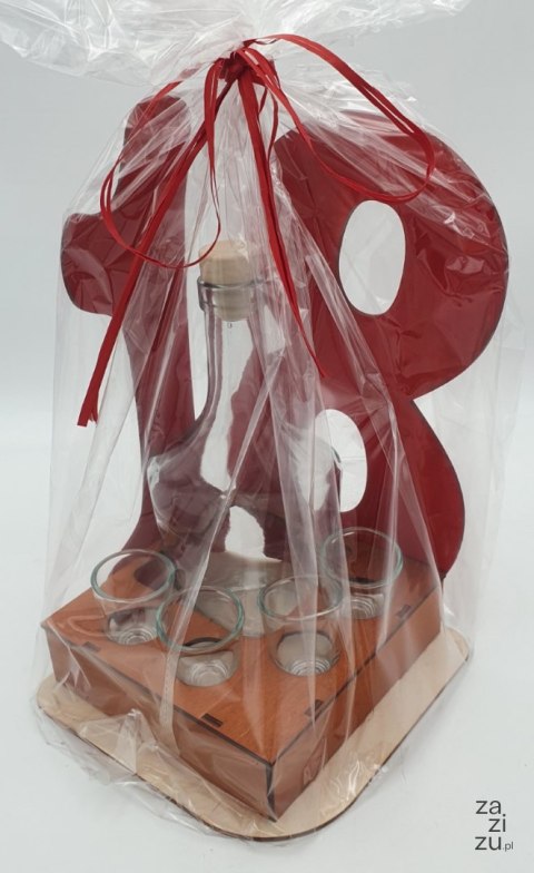 Stojak cyfra z karafką i kieliszkami 18-tka