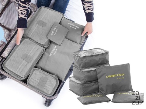Organizery podróżne do walizki siatki na pranie x6szt. SZARE 01500_SZ Organizery podróżne do walizki siatki na pranie x6szt. SZARE 01500_SZ