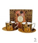 2 filiżanki luxury ze spodkami THE KISS BROWN G Klimt