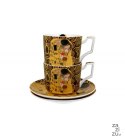 2 filiżanki luxury ze spodkami THE KISS BROWN G Klimt