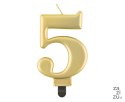 Świeczka cyfra 5 urodziny metalik złota 8 cm PF-SCZ5