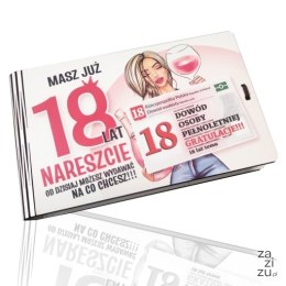 Pudełko na pieniądze 16 x 9,5cm banknotówka na 18 urodziny kolor DOWÓD DZIEWCZYNA 3302-DD18