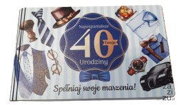 Pudełko na pieniądze 16 x 9,5cm banknotówka na 40 urodziny PAN GADŻET 3302-PNG40