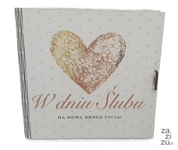 Pudełko na pieniądze 16 x 16cm kwadrat W DNIU ŚLUBU Złote Serce 3308-SE