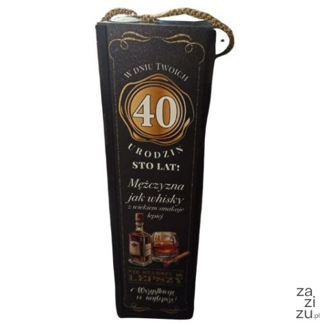 Skrzynka pudełko 33,5 x 9,5cm na butelkę alkoholu 40 Urodziny WHISKY 3311-WY40