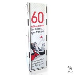 Skrzynka pudełko 33,5 x 9,5cm na butelkę alkoholu 60 urodziny kolor SZPILKA 3311-SZ60